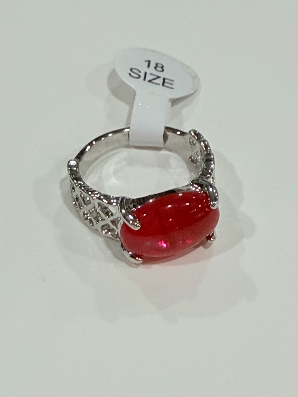 Red Dyed Agate Crystal Ring Size 8